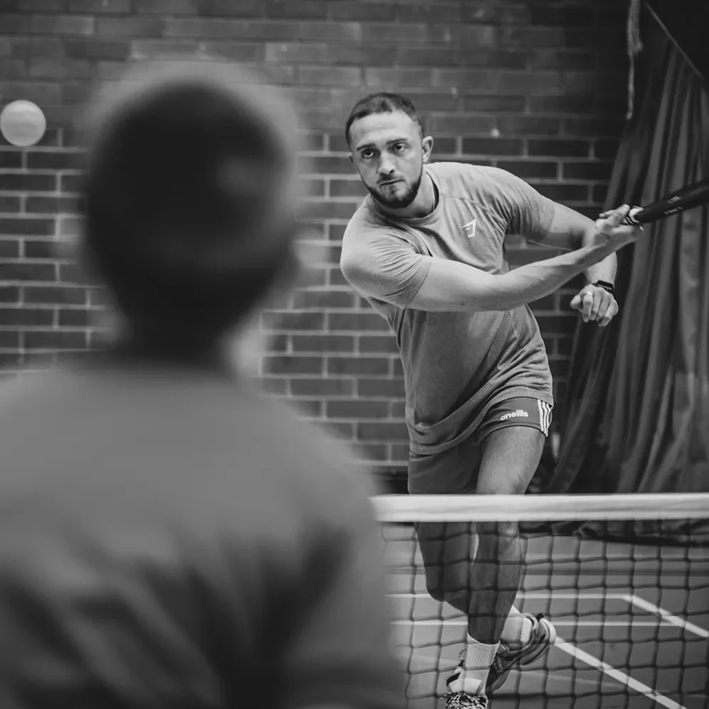 DUPR Rating system used for League Pickleball - male player playing pickleball