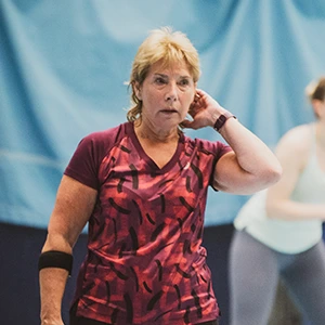 Female pickleball player who has competed in multiple league pickleball events